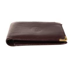 مملوكة مسبقًا Cartier Maroon Leather Must De Cartier Bifold Wallet