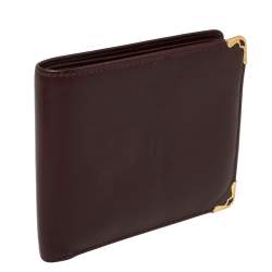 مملوكة مسبقًا Cartier Maroon Leather Must De Cartier Bifold Wallet