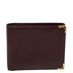 مملوكة مسبقًا Cartier Maroon Leather Must De Cartier Bifold Wallet