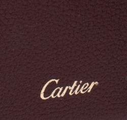 مملوكة مسبقًا حافظة بطاقات كارتييه ماست دو كارتييه جلد عنابي