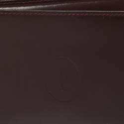Pre Owned Cartier Maroon Leather Must De Cartier 6CC Bifold Wallet
