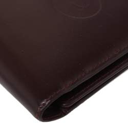 Pre Owned Cartier Maroon Leather Must De Cartier 6CC Bifold Wallet