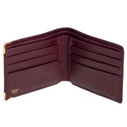 Pre Owned محفظة كارتييه طية مزدوجة ماست دو كارتييه 6 سي سي جلد بني محمر