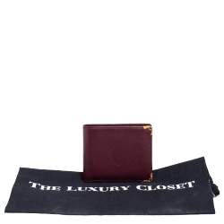 Pre Owned محفظة كارتييه طية مزدوجة ماست دو كارتييه 6 سي سي جلد بني محمر