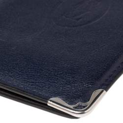 Pre Owned Cartier Navy Blue Leather Must De Cartier Card Holder