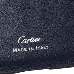 Pre Owned Cartier Navy Blue Leather Must De Cartier Card Holder
