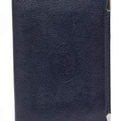 Pre Owned Cartier Navy Blue Leather Must De Cartier Card Holder