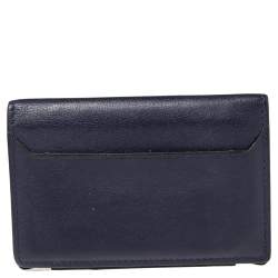 Pre Owned Cartier Navy Blue Leather Must De Cartier Card Holder