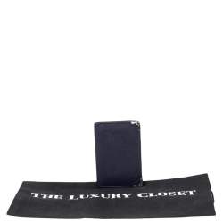 Pre Owned Cartier Navy Blue Leather Must De Cartier Card Holder