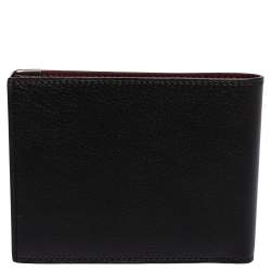 Pre Owned Cartier Black Leather Must De Cartier 6CC Bifold Wallet