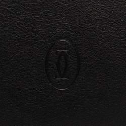 Pre Owned Cartier Black Leather Must De Cartier 6CC Bifold Wallet