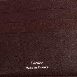 Pre Owned Cartier Black Leather Must De Cartier 6CC Bifold Wallet
