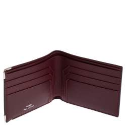 Pre Owned Cartier Black Leather Must De Cartier 6CC Bifold Wallet