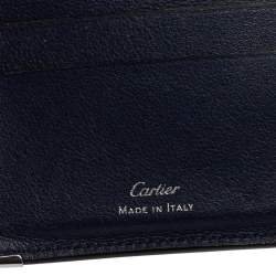Pre Owned محفظة كارتييه موست دو كارتييه 6سي سي جلد أزرق ثنائية الطية