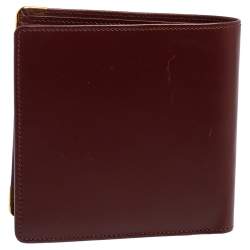 Pre Owned Cartier Maroon Leather Must De Cartier Bifold Wallet