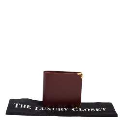 Pre Owned Cartier Maroon Leather Must De Cartier Bifold Wallet