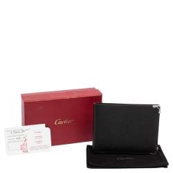 Pre Owned محفظة كارتييه ماست دو كارتييه جلد أسود ثنائية الطي