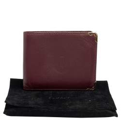 مملوكة مسبقًا Cartier Burgundy Leather Must De Cartier 6CC Bifold Wallet