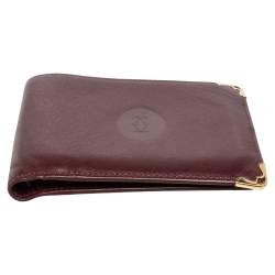 مملوكة مسبقًا Cartier Burgundy Leather Must De Cartier 6CC Bifold Wallet