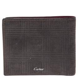 Pre Owned محفظة كارتييه بانك نوت 6CC سويدي رصاصي داكن
