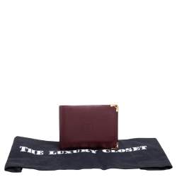 Pre Owned محفظة كارتييه مست دو كارتييه طيه مزدوجة جلد عنابي