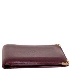 Pre Owned محفظة كارتييه مست دو كارتييه طيه مزدوجة جلد عنابي