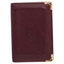 Pre Owned Cartier Burgundy Leather Must de Cartier Flap Card Case