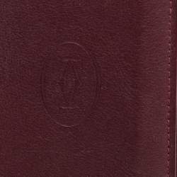 Pre Owned Cartier Burgundy Leather Must de Cartier Flap Card Case