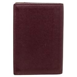 Pre Owned Cartier Burgundy Leather Must de Cartier Flap Card Case