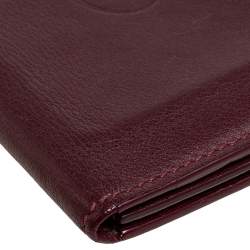 Pre Owned Cartier Burgundy Leather Must de Cartier Flap Card Case