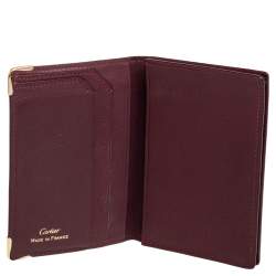 Pre Owned Cartier Burgundy Leather Must de Cartier Flap Card Case