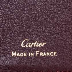 Pre Owned Cartier Burgundy Leather Must de Cartier Flap Card Case