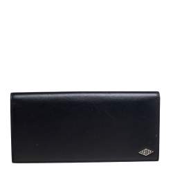 Pre Owned محفظة كونتيننتال كارتييه لويز كارتييه جلد أسود ثنائية الطي