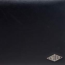 Pre Owned محفظة كونتيننتال كارتييه لويز كارتييه جلد أسود ثنائية الطي