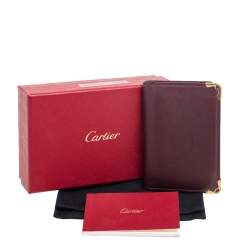 Pre Owned Cartier Burgundy Leather Must de Cartier Bifold Card Holder