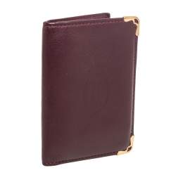 Pre Owned Cartier Burgundy Leather Must de Cartier Bifold Card Holder