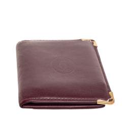 Pre Owned Cartier Burgundy Leather Must de Cartier Bifold Card Holder