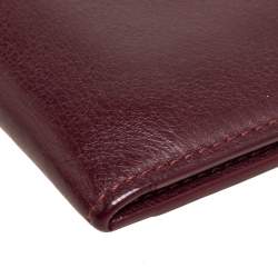 Pre Owned Cartier Burgundy Leather Must de Cartier Bifold Card Holder