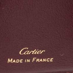 Pre Owned Cartier Burgundy Leather Must de Cartier Bifold Card Holder