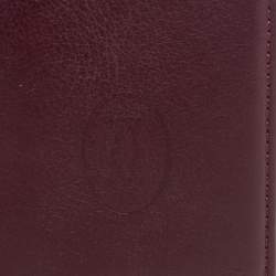 Pre Owned Cartier Burgundy Leather Must de Cartier Bifold Card Holder