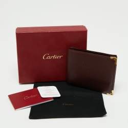 Pre Owned محفظة كارتييه مست دو كارتييه جلد عنابية طية ثنائية