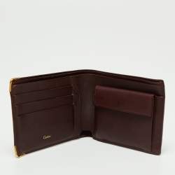 Pre Owned محفظة كارتييه مست دو كارتييه جلد عنابية طية ثنائية