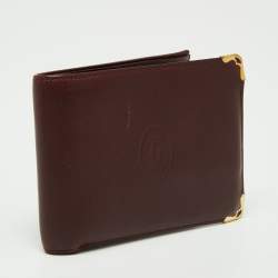 Pre Owned محفظة كارتييه مست دو كارتييه جلد عنابية طية ثنائية