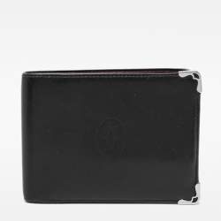 Pre Owned Cartier Black Leather Must de Cartier Bifold Wallet