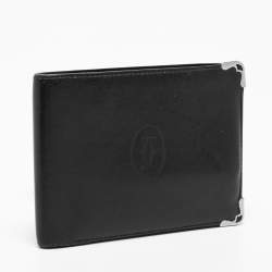 Pre Owned Cartier Black Leather Must de Cartier Bifold Wallet