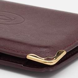 Pre Owned Cartier Burgundy Leather Must de Cartier Card Holder