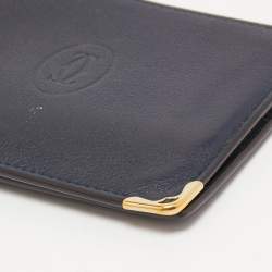 مملوكة مسبقًا Cartier Midnight Blue Leather Must De Cartier 6CC Bifold Wallet