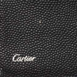 Pre Owned Cartier Black Leather Logo Bifold Wallet