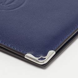 Cartier Blue Leather Must De Cartier 6CC Bifold Wallet