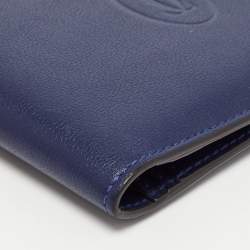 Cartier Blue Leather Must De Cartier 6CC Bifold Wallet